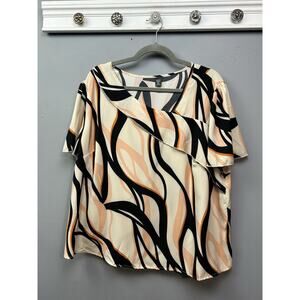 Shein Curve Asymmetrical Tunic‎ Blouse Womens Plus size 2X tan Artsy Light